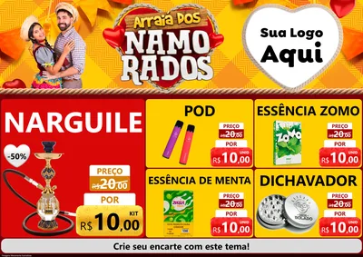 Modelo de Encarte para Encarte A4 Horizontal com o tema Arraiá dos Namorados para Tabacaria