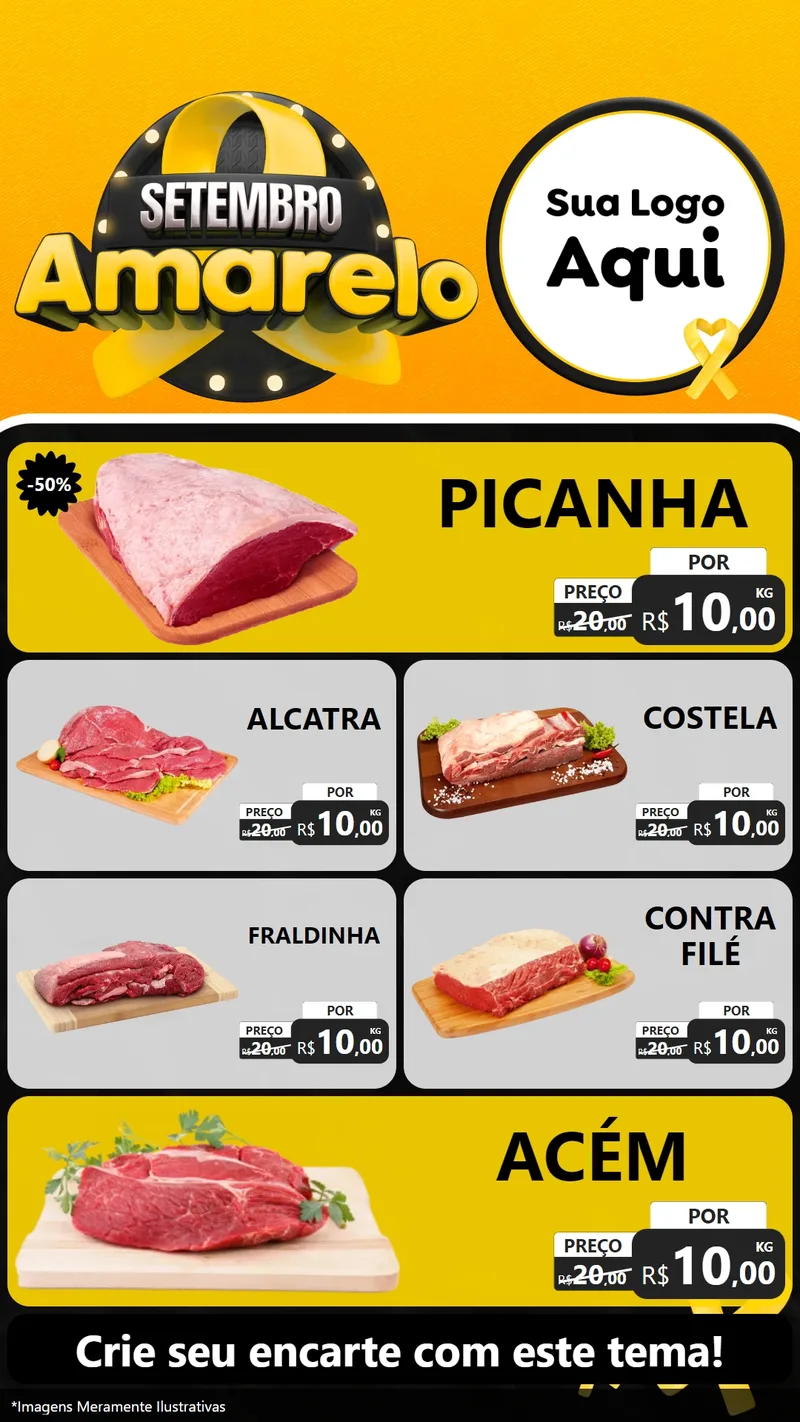Modelo de TV para TV Vertical com o tema Setembro Amarelo para Açougue