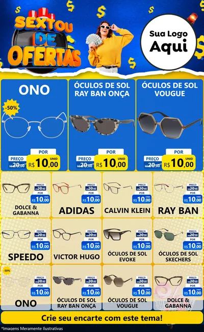 Modelo de Encarte para Encarte Grande com o tema Sextou de Ofertas para Óticas