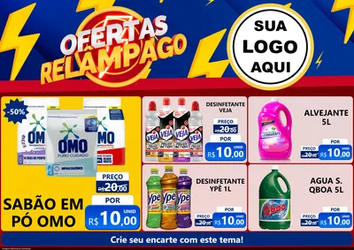 Modelo de Encarte para Encarte A4 Horizontal com o tema Ofertas Relâmpago para Produtos de Limpeza