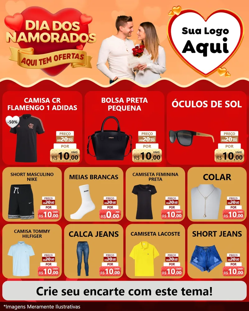 Modelo de Rede Social para Feed Instagram com o tema Dia dos Namorados - Aqui Tem Ofertas para Roupas e acessórios