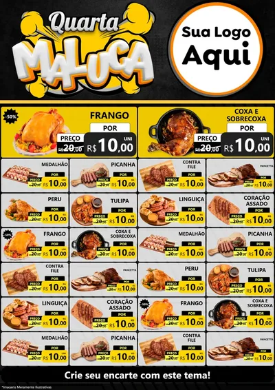 Modelo de Encarte para Encarte A4 Vertical com o tema Quarta Maluca para Assados