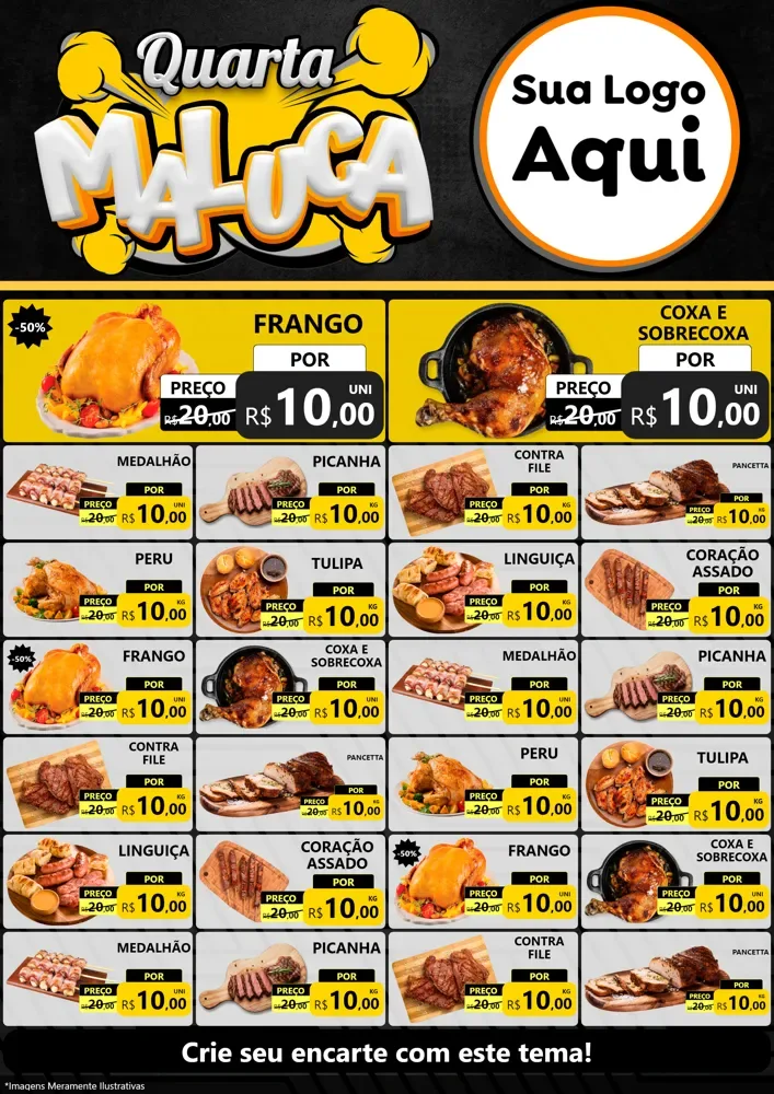 Modelo de Encarte para Encarte A4 Vertical com o tema Quarta Maluca para Assados