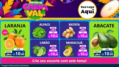 Modelo de TV para TV Horizontal com o tema Sorteio de Carnaval para Hortifrúti