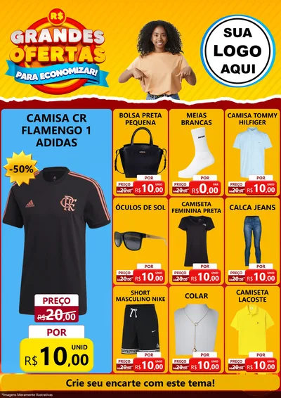 Modelo de Encarte para Encarte A4 Vertical com o tema Grandes Ofertas Para Economizar! para Roupas e acessórios