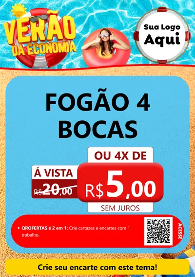 Modelo de Cartaz para Cartaz A4 Vertical com o tema Verão da Economia para Móveis e Eletro