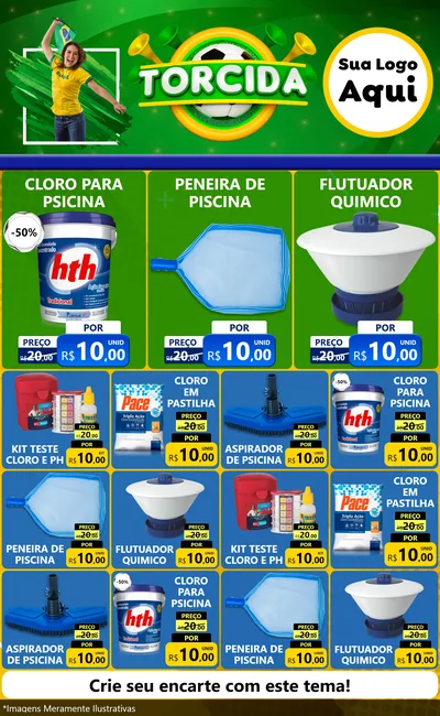 Modelo de Encarte para Encarte Grande com o tema Torcida para Produtos para Piscina