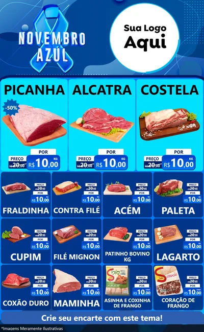 Modelo de Encarte para Encarte Grande com o tema Novembro Azul para Açougue