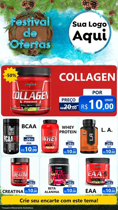 Modelo de Rede Social para Stories com o tema Festival de Ofertas - Inverno para Suplementos alimentares