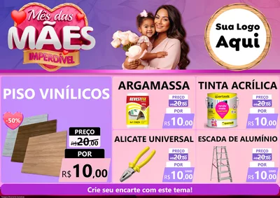 Modelo de Encarte para Encarte A4 Horizontal com o tema Mês das Mães Imperdível para Material para Construção