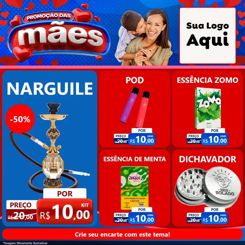 Modelo de Rede Social para Feed Facebook com o tema Promoção das Mães para Tabacaria