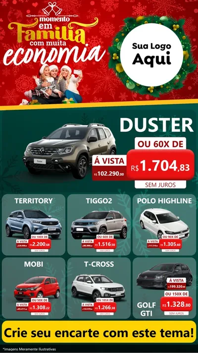 Modelo de Rede Social para Stories com o tema Momento em Família (Natal) para Concessionaria de Carros