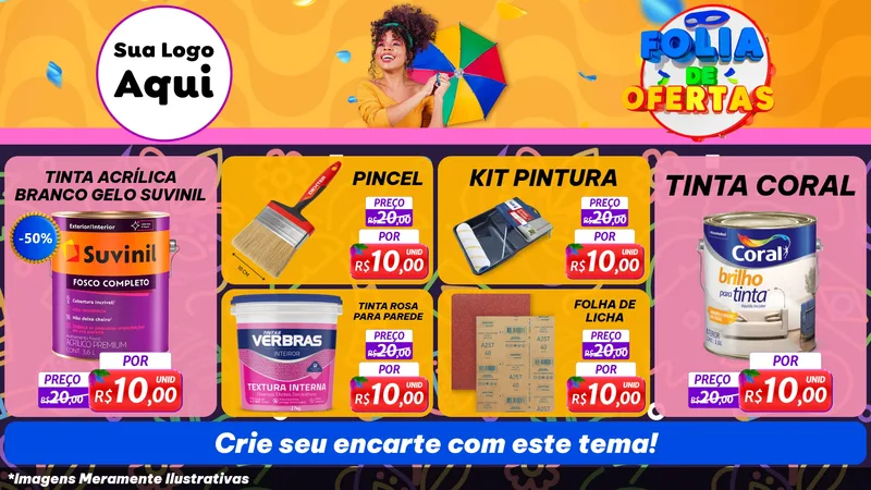 Modelo de TV para TV Horizontal com o tema Folia de Ofertas para Tintas e Ferramentas