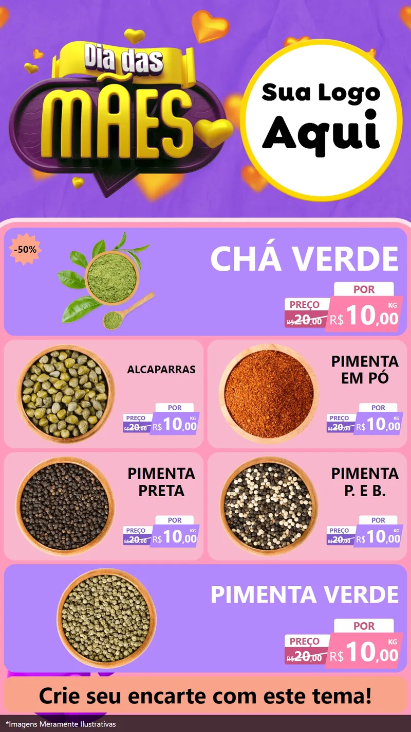 Modelo de TV para TV Vertical com o tema Dia das Mães para Produtos Naturais
