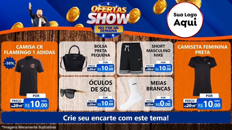 Modelo de TV para TV Horizontal com o tema Ofertas Show No Fim De Semana para Roupas e acessórios