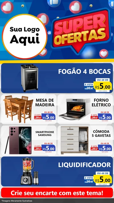 Modelo de TV para TV Vertical com o tema Super Ofertas para Móveis e Eletro