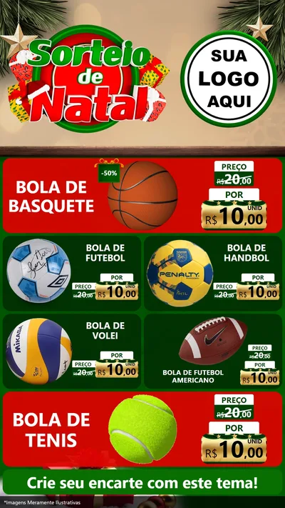 Modelo de TV para TV Vertical com o tema Sorteio de Natal para Artigos Esportivos