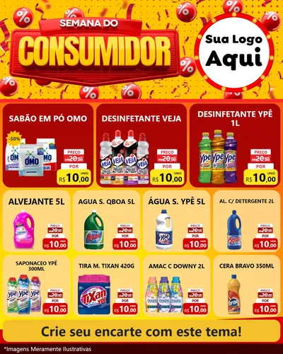 Modelo de Rede Social para Feed Instagram com o tema Semana do Consumidor para Produtos de Limpeza