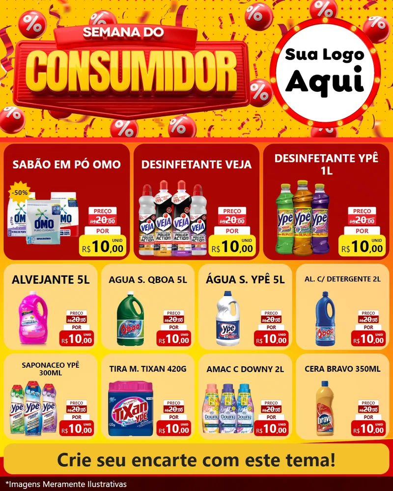 Modelo de Rede Social para Feed Instagram com o tema Semana do Consumidor para Produtos de Limpeza