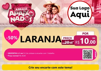Modelo de Cartaz para Cartaz A4 Horizontal com o tema Arraiá dos Apaixonados - Junina para Hortifrúti