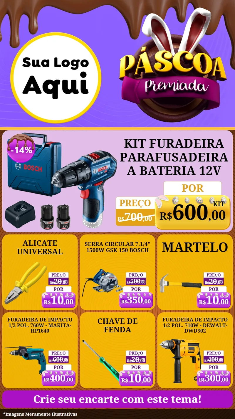 Modelo de Rede Social para Stories com o tema Páscoa Premiada para Maquinas e Ferramentas