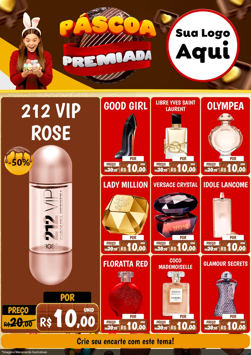 Modelo de Encarte para Encarte A4 Vertical com o tema Páscoa Premiada para Perfumes