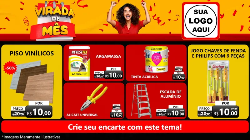 Modelo de TV para TV Horizontal com o tema Virada de Mês para Material para Construção
