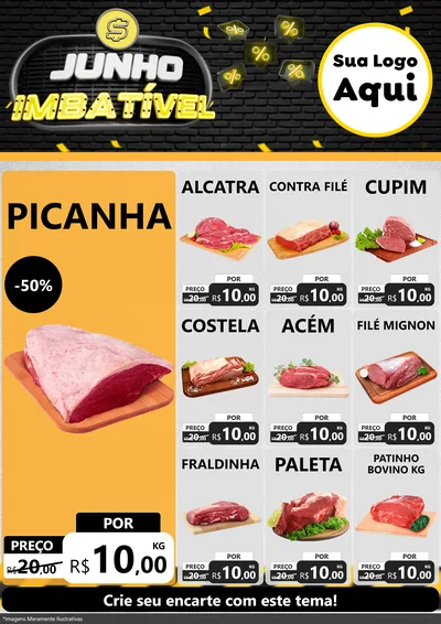 Modelo de Encarte para Encarte A4 Vertical com o tema Junho Imbatível para Açougue