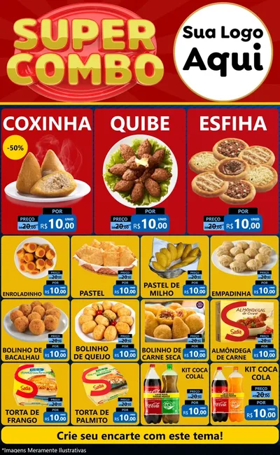 Modelo de Encarte para Encarte Grande com o tema Super Combo para Salgadaria