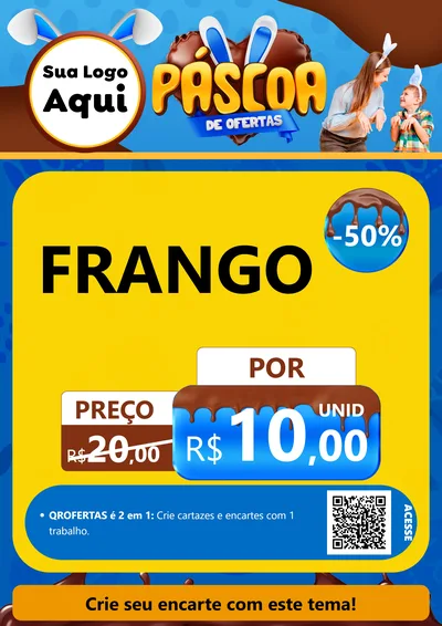 Modelo de Cartaz para Cartaz A4 Vertical com o tema Páscoa de Ofertas para Assados