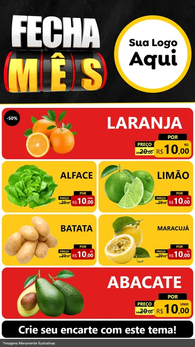 Modelo de TV para TV Vertical com o tema Fecha Mês para Hortifrúti