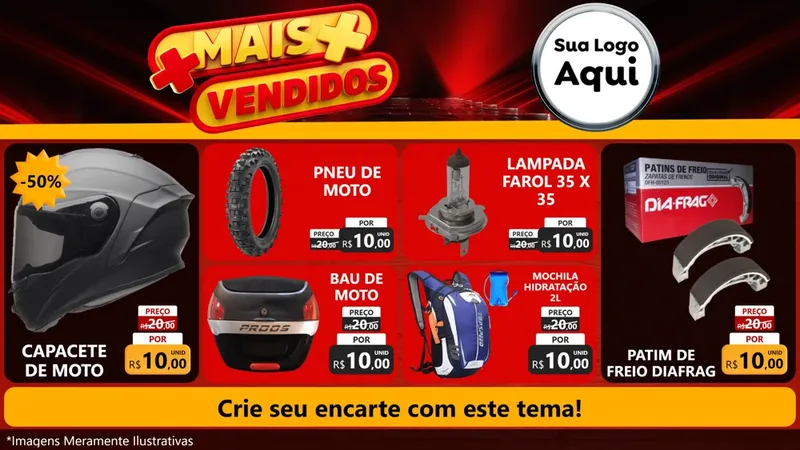 Modelo de TV para TV Horizontal com o tema Mais Vendidos para Moto peças