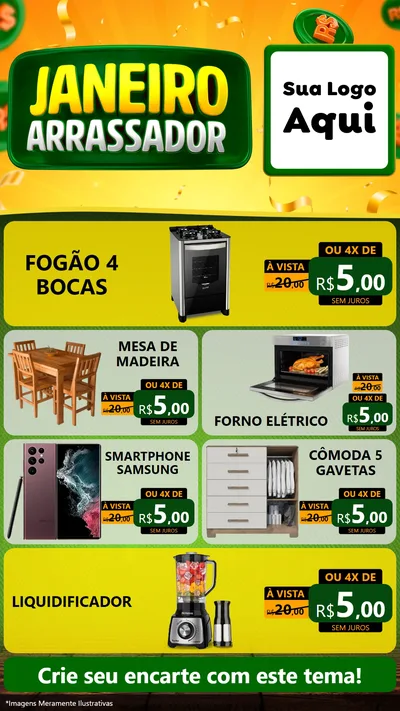 Modelo de TV para TV Vertical com o tema Janeiro Arrasador para Móveis e Eletro