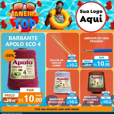 Modelo de Rede Social para Feed Facebook com o tema Janeiro Top para Armarinho e Aviamentos