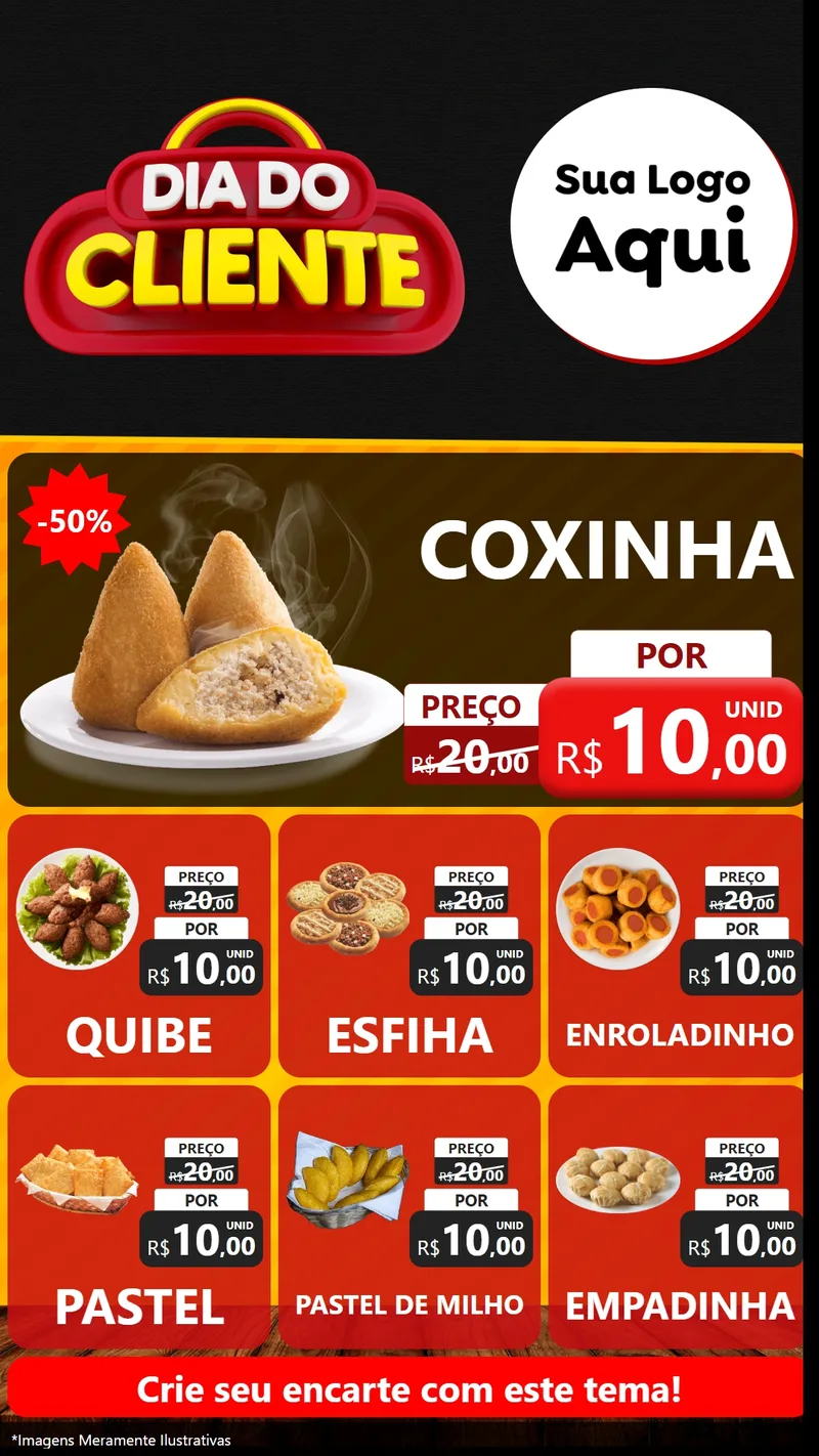 Modelo de Rede Social para Stories com o tema Dia do Cliente para Salgadaria