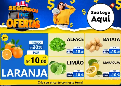 Modelo de Encarte para Encarte A4 Horizontal com o tema Segundou de Ofertas para Hortifrúti
