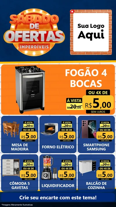 Modelo de Rede Social para Stories com o tema Sábado de Ofertas Imperdíveis para Móveis e Eletro