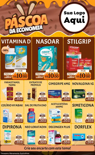 Modelo de Encarte para Encarte Grande com o tema Páscoa da Economia para Farmácia