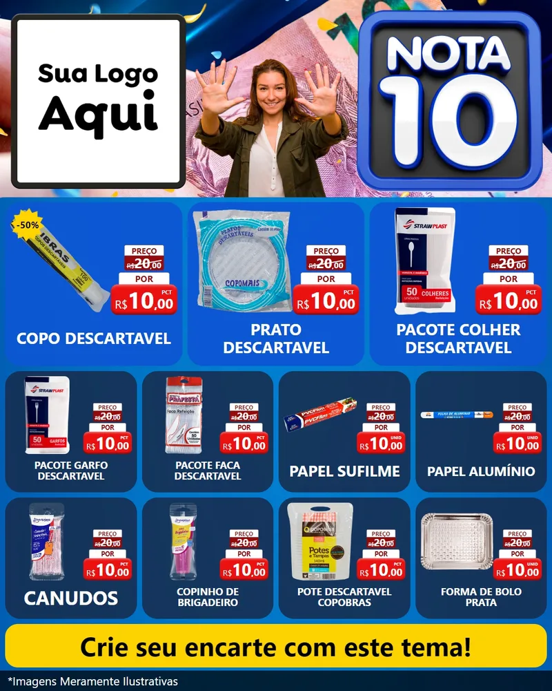 Modelo de Rede Social para Feed Instagram com o tema Nota 10 para Embalagens