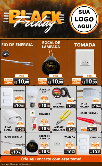Modelo de Encarte para Encarte Grande com o tema Black Friday para Materiais Elétricos