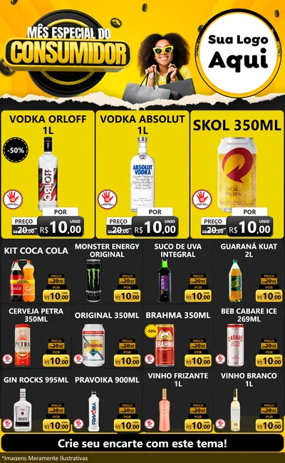 Modelo de Encarte para Encarte Grande com o tema Mês Especial do Consumidor para Distribuidora de bebidas