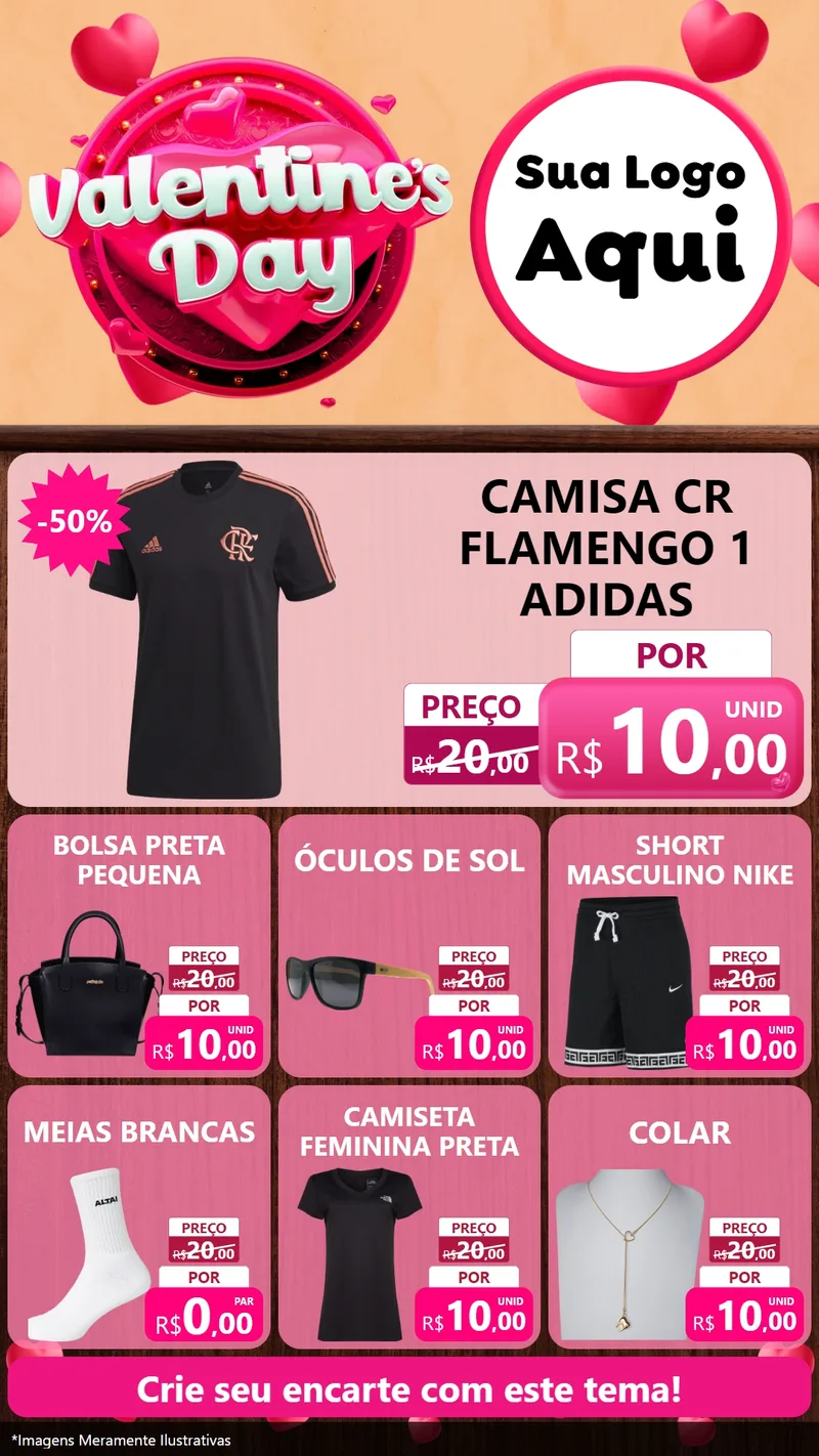 Modelo de Rede Social para Stories com o tema Valentine's Day para Roupas e acessórios