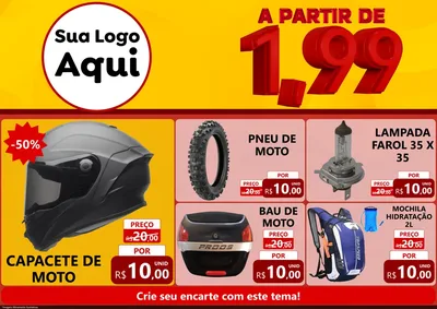 Modelo de Encarte para Encarte A4 Horizontal com o tema A Partir de Um e Noventa e Nove - 1,99 para Moto peças