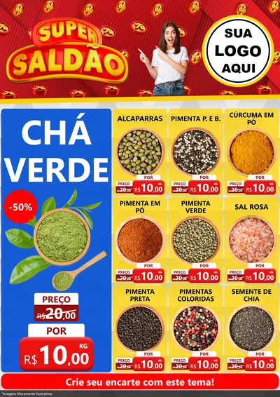 Modelo de Encarte para Encarte A4 Vertical com o tema Super Saldão para Produtos Naturais