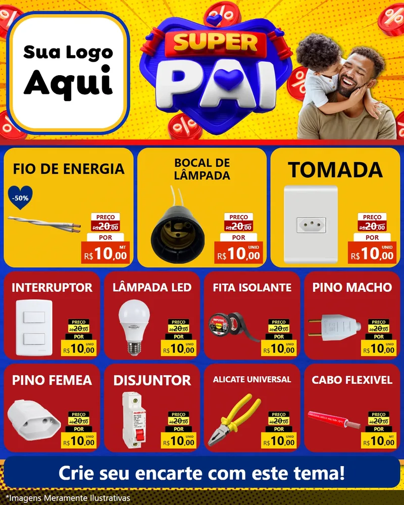 Modelo de Rede Social para Feed Instagram com o tema Super Pai para Materiais Elétricos