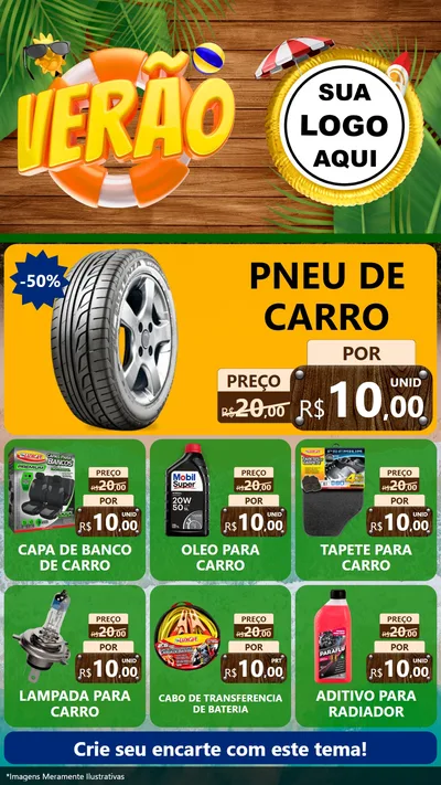 Modelo de Rede Social para Stories com o tema Verão para Auto peças