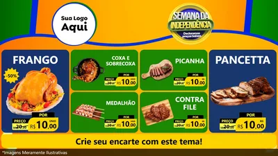 Modelo de TV para TV Horizontal com o tema Semana da Independência Declaramos Preços Baixos para Assados