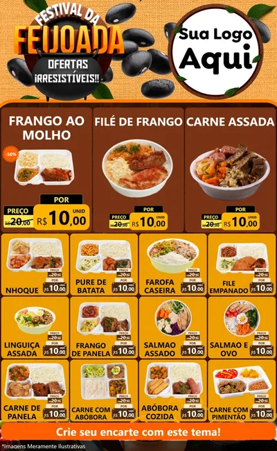 Modelo de Encarte para Encarte Grande com o tema Festival da Feijoada para Restaurante