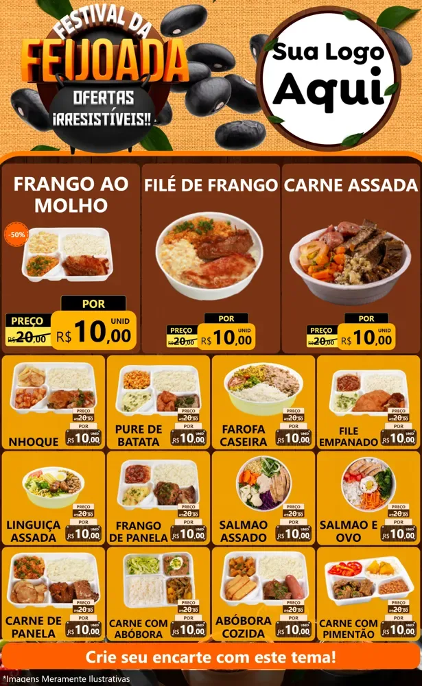 Modelo de Encarte para Encarte Grande com o tema Festival da Feijoada para Restaurante