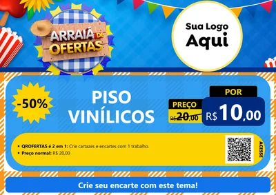 Modelo de Cartaz para Cartaz A4 Horizontal com o tema Arraiá de Ofertas para Material para Construção